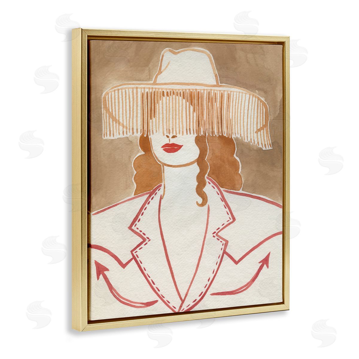 Western Cowgirl Fashion Gold Floating Frame Canvas Wall Art, Home Decor by Grace Popp