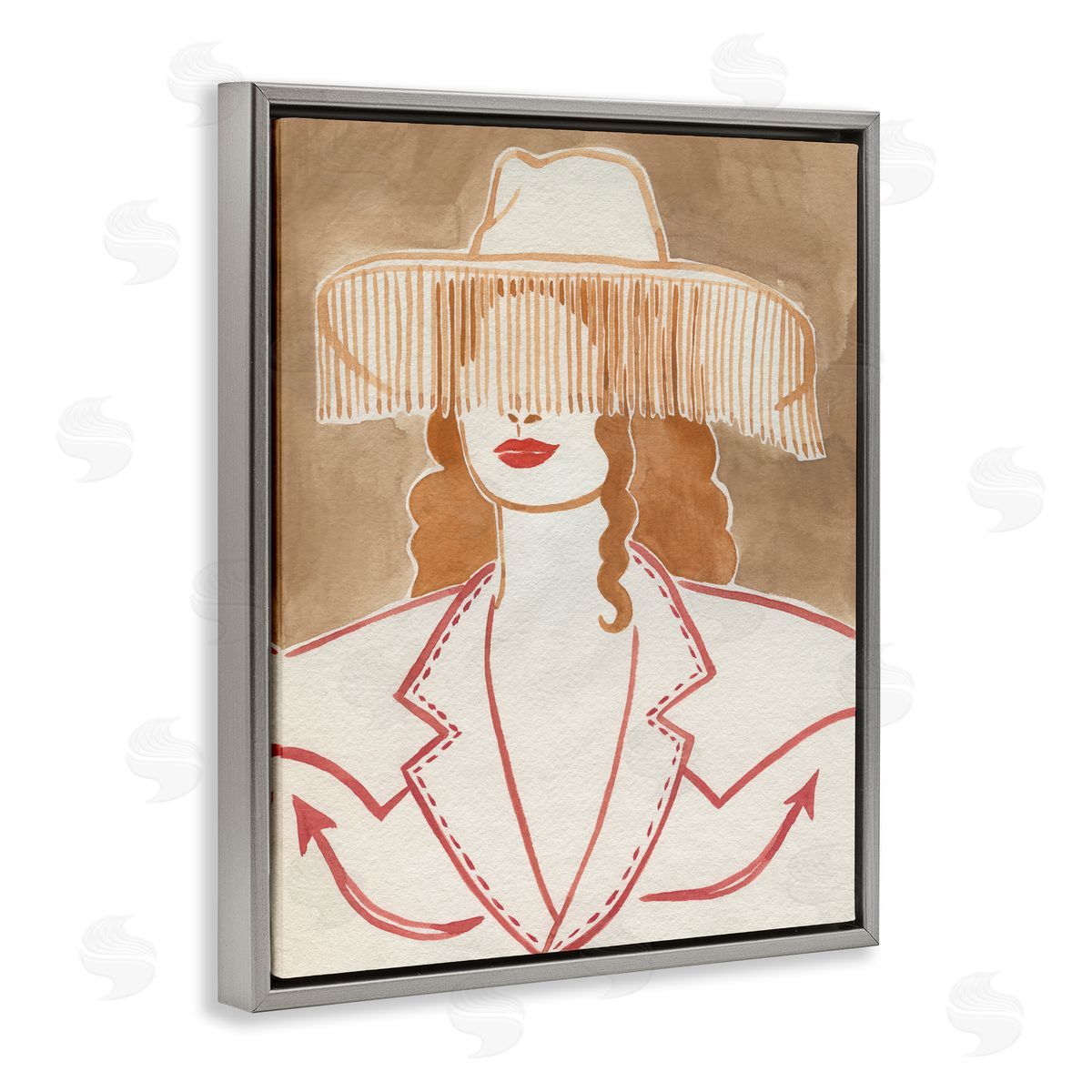 Western Cowgirl Fashion Grey Floating Frame Canvas Wall Art, Home Decor by Grace Popp