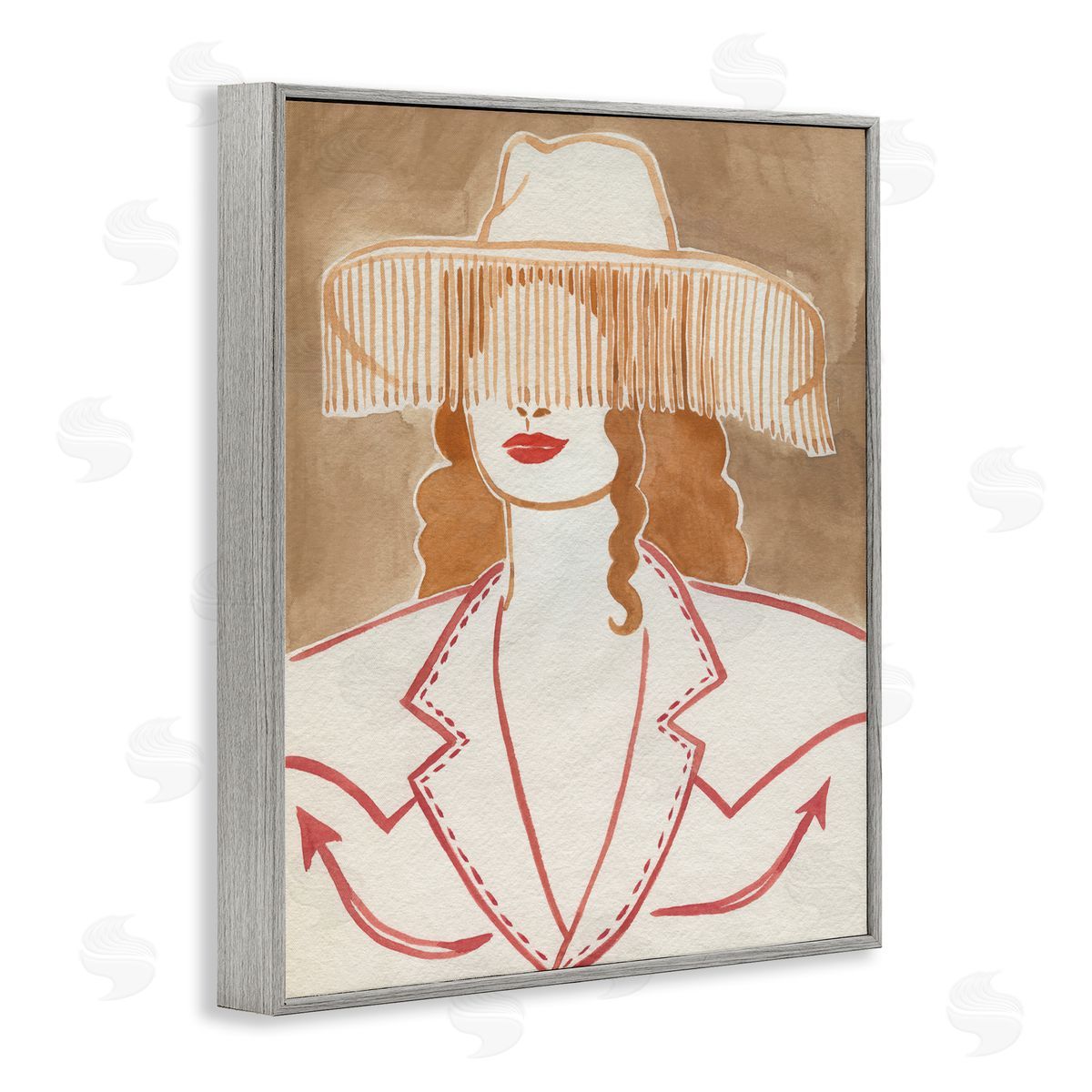 Western Cowgirl Fashion Grey Frame Print Wall Art, Home Decor by Grace Popp