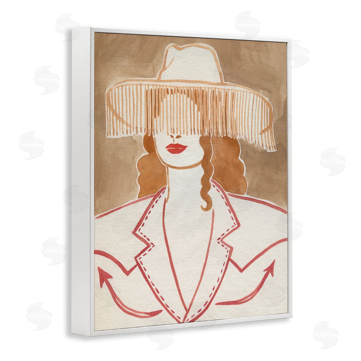 Western Cowgirl Fashion White Frame Print Wall Art, Home Decor by Grace Popp