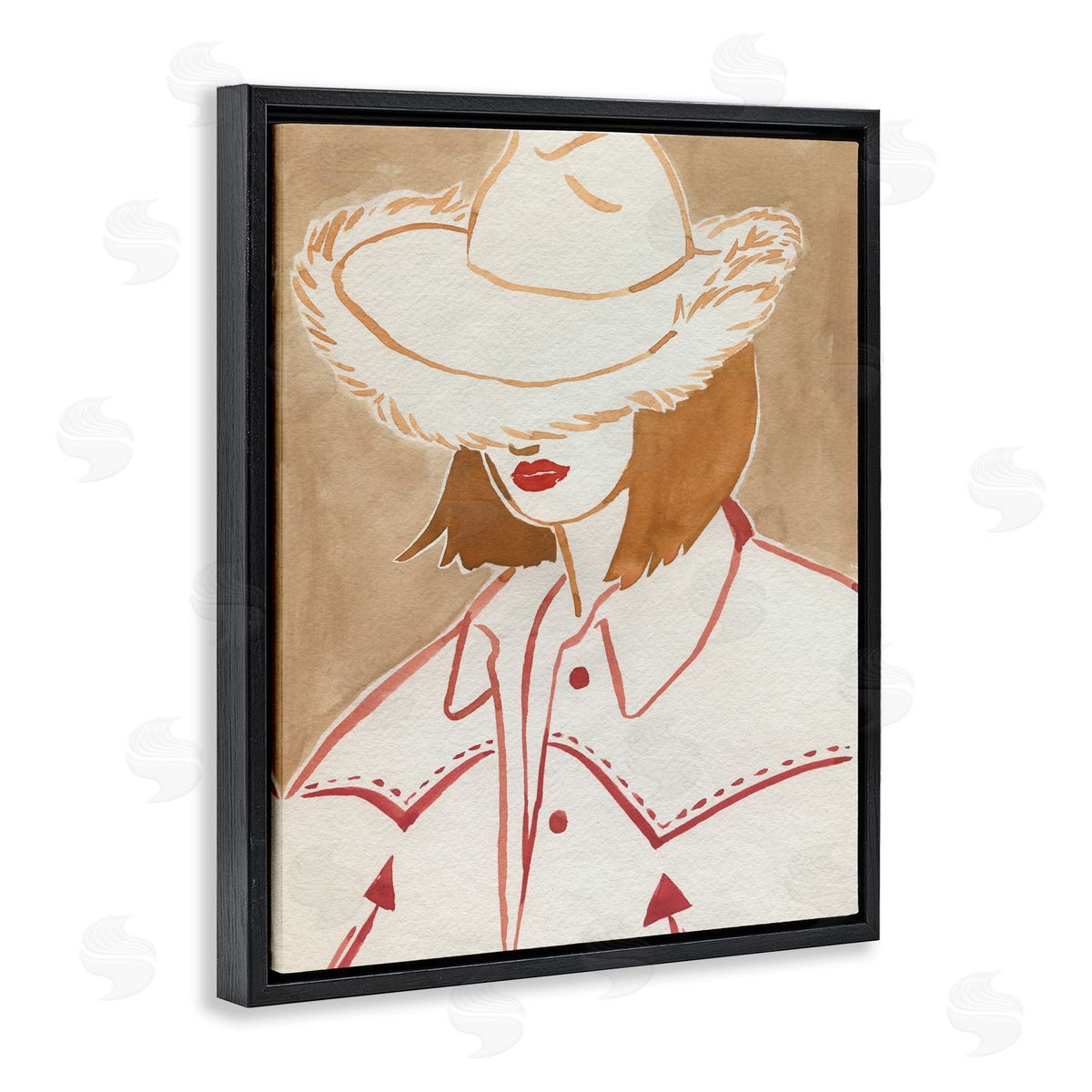 Western Fashion Woman Black Floating Frame Canvas Wall Art, Home Decor by Grace Popp