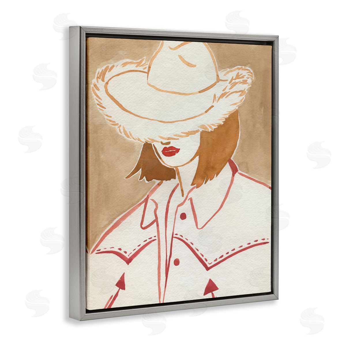 Western Fashion Woman Grey Floating Frame Canvas Wall Art, Home Decor by Grace Popp