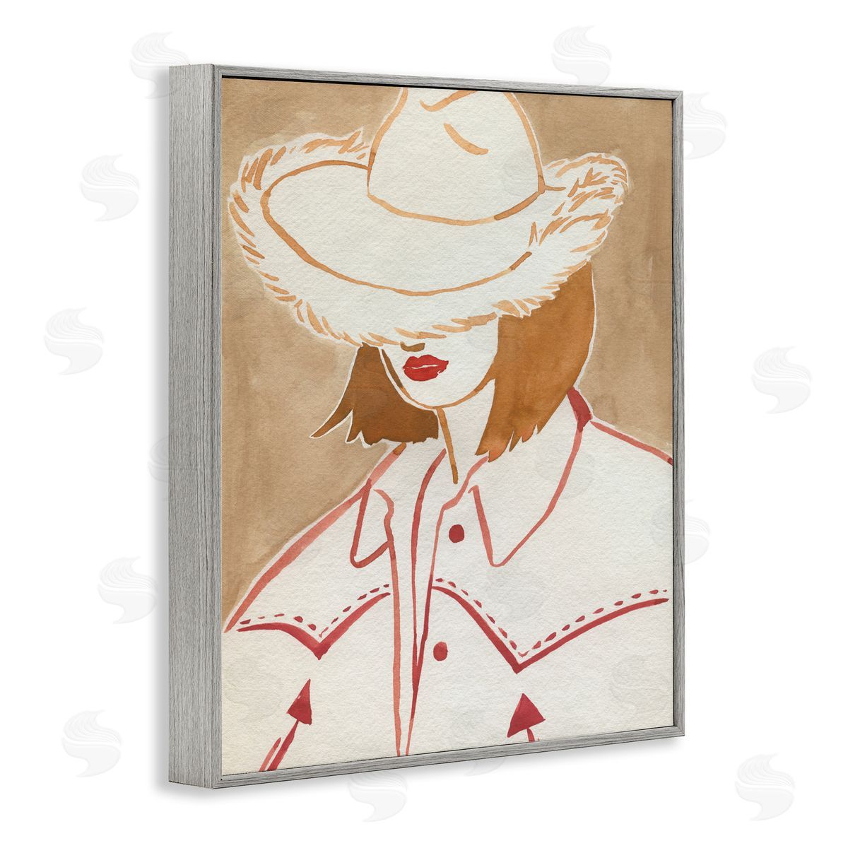 Western Fashion Woman Grey Frame Print Wall Art, Home Decor by Grace Popp
