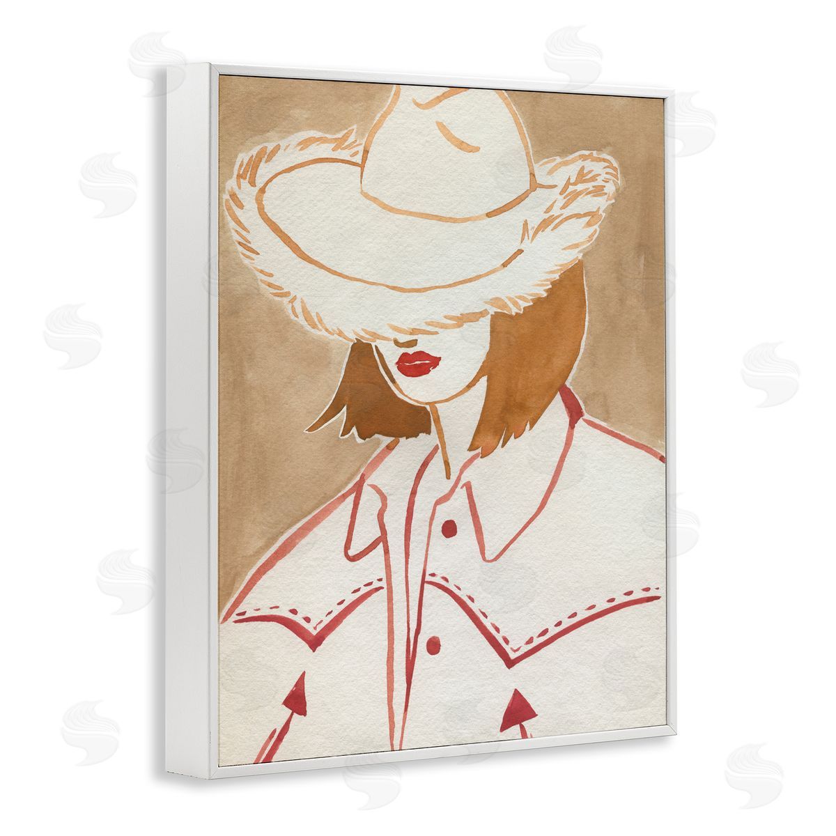 Western Fashion Woman White Frame Print Wall Art, Home Decor by Grace Popp