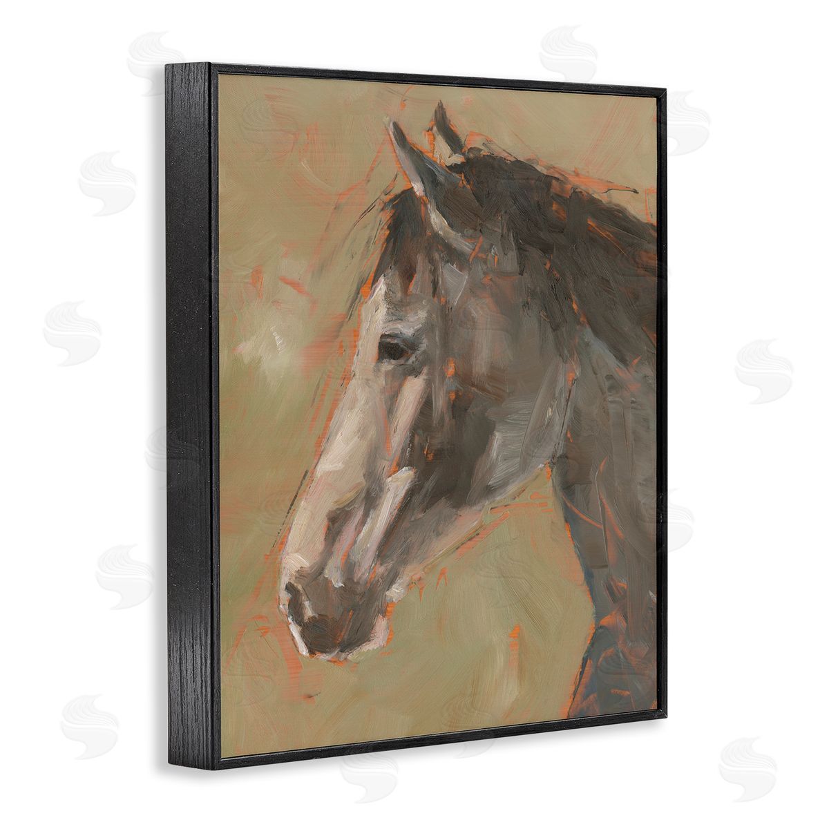 Neutral Brown Horse Black Frame Print Wall Art, Home Decor by Ethan Harper