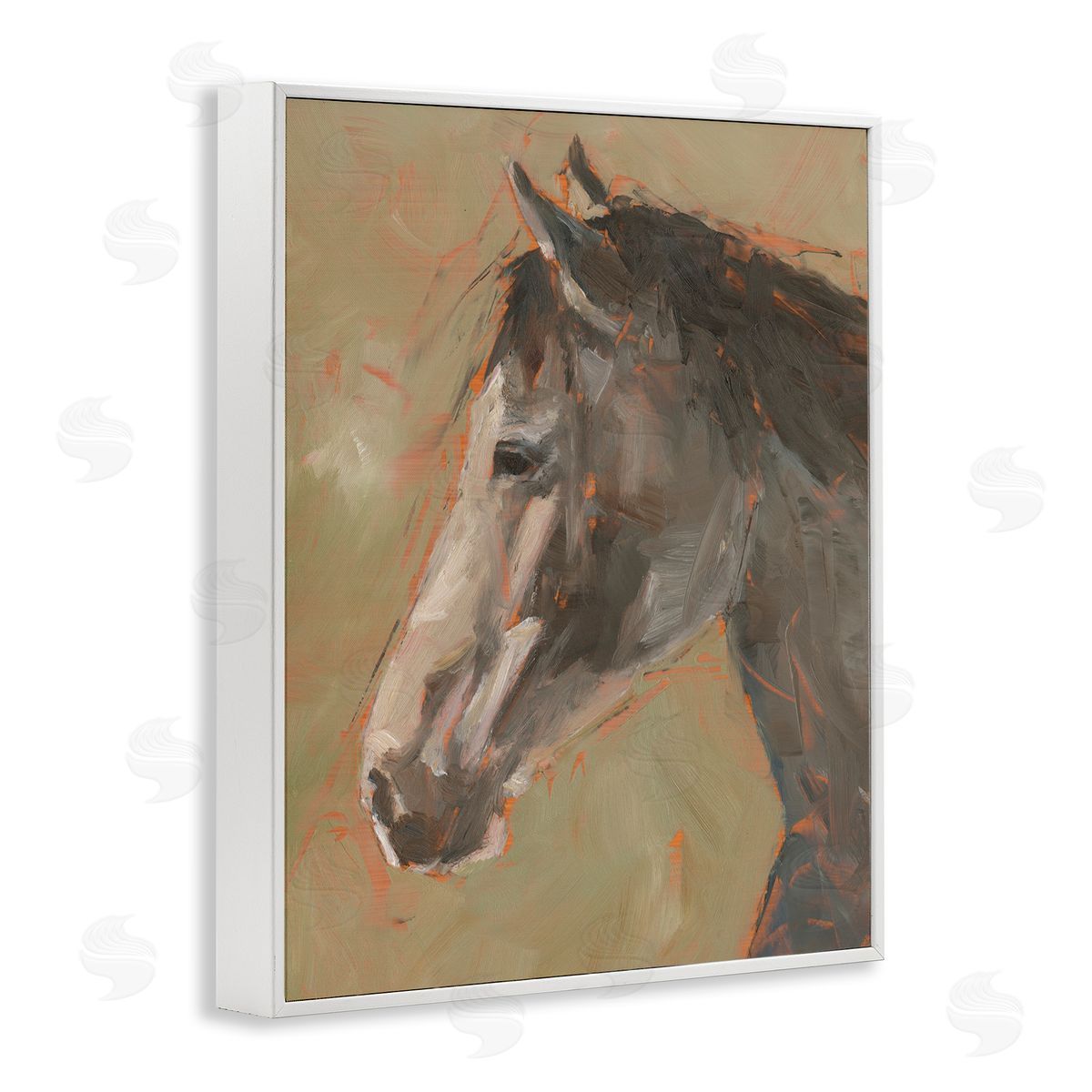 Neutral Brown Horse White Frame Print Wall Art, Home Decor by Ethan Harper