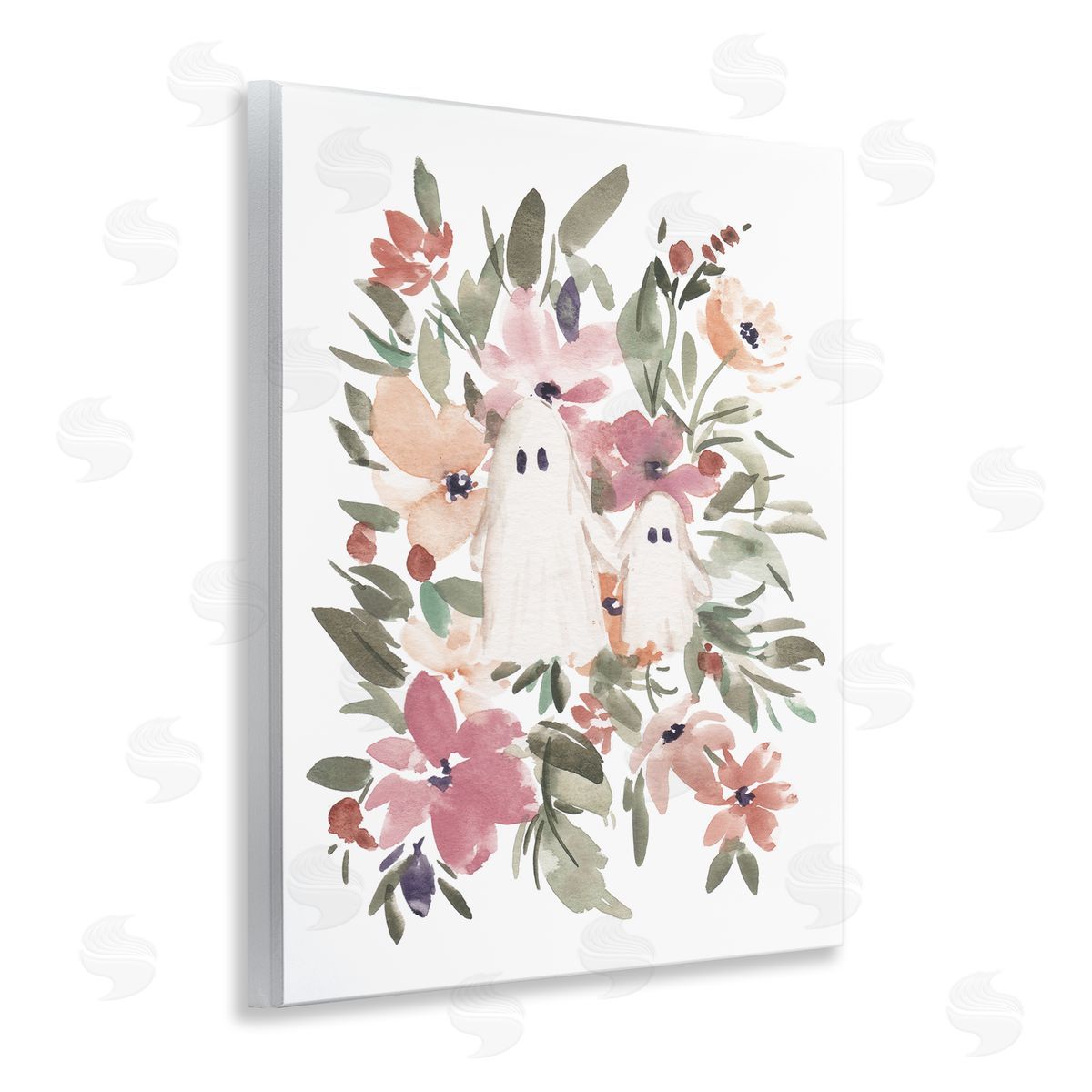 Little Floral Ghosts Wood Plaque Wall Art, Home Decor by Amanda Cook