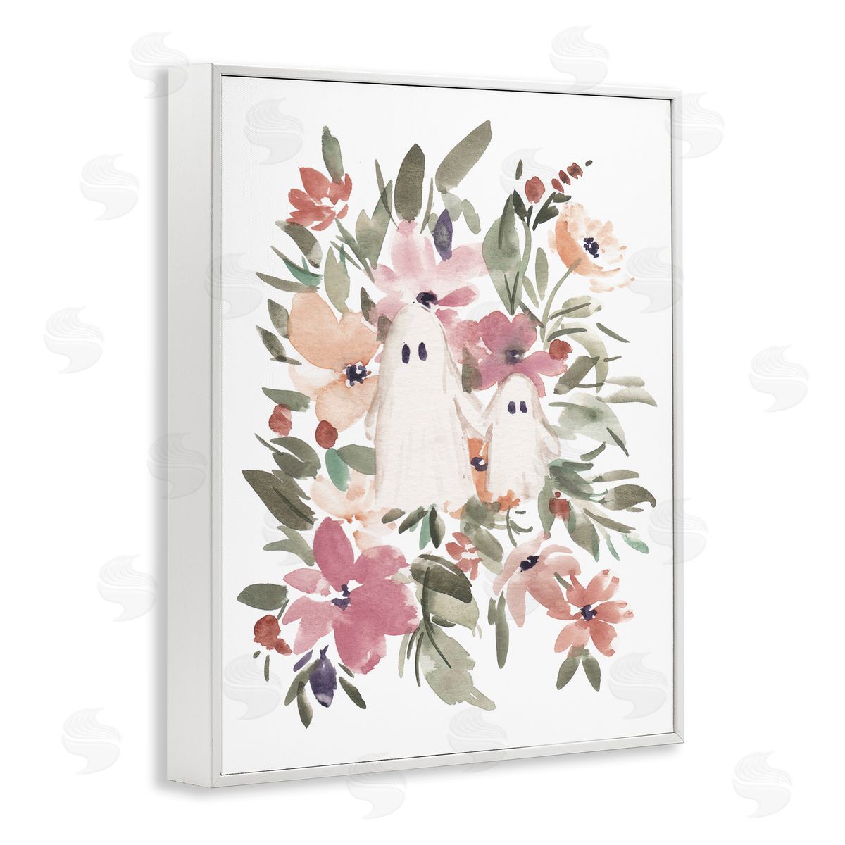 Little Floral Ghosts White Frame Print Wall Art, Home Decor by Amanda Cook