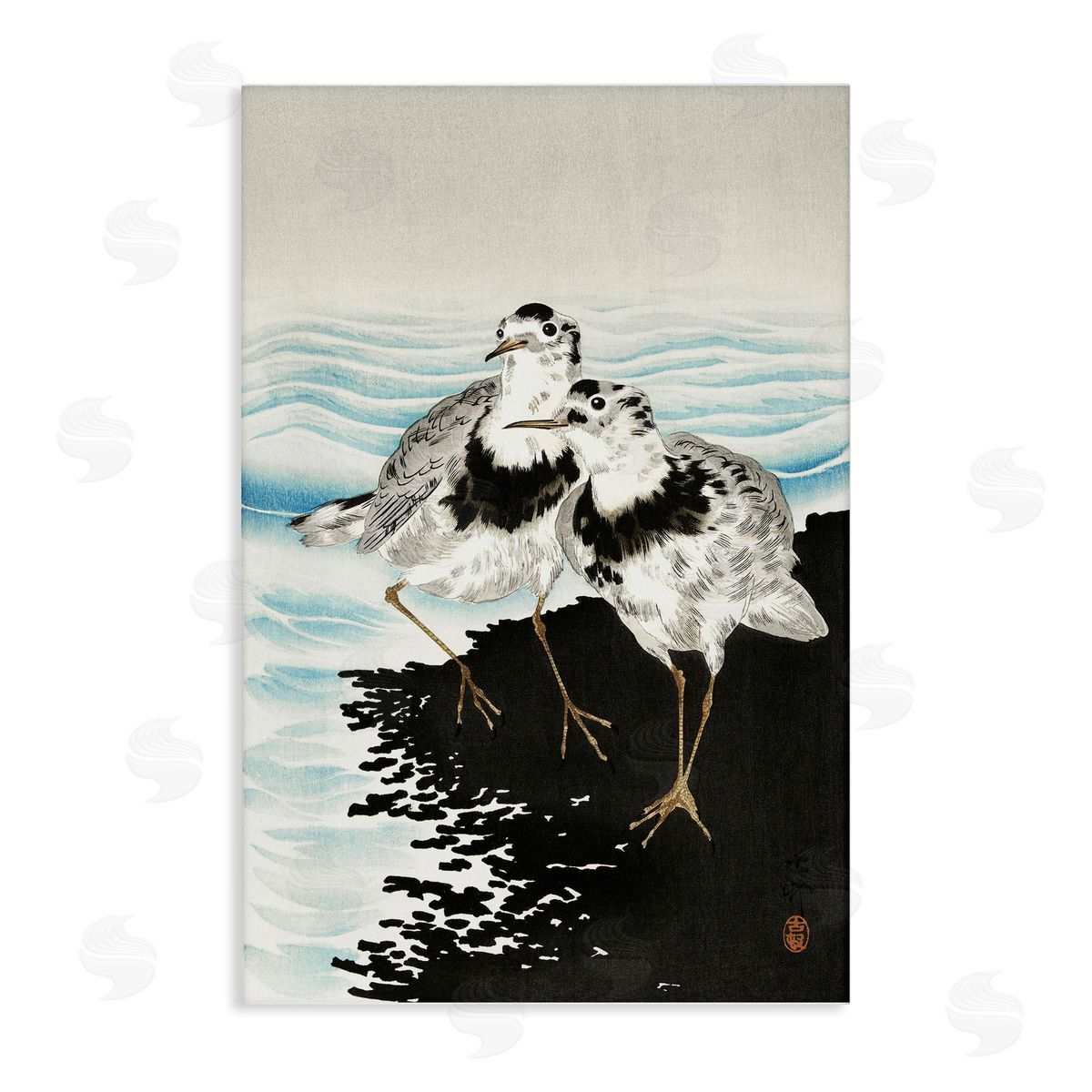 Classic Beach Birds Canvas Wall Art, Home Decor by Ohara Koson
