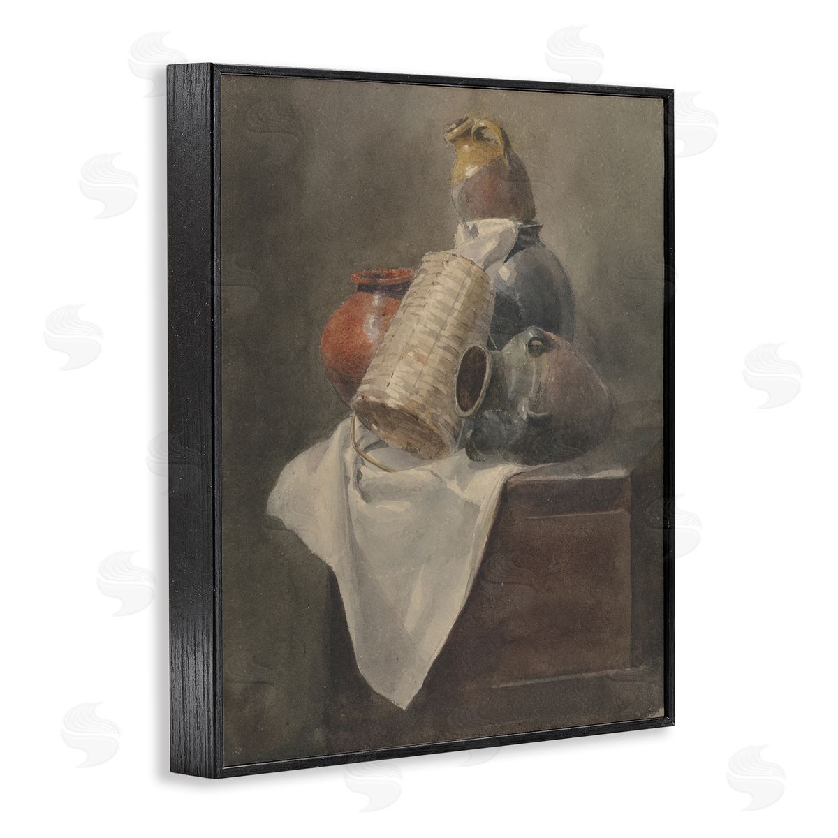 Muted Vases Still Life Black Frame Print Wall Art, Home Decor by Peter Dewint