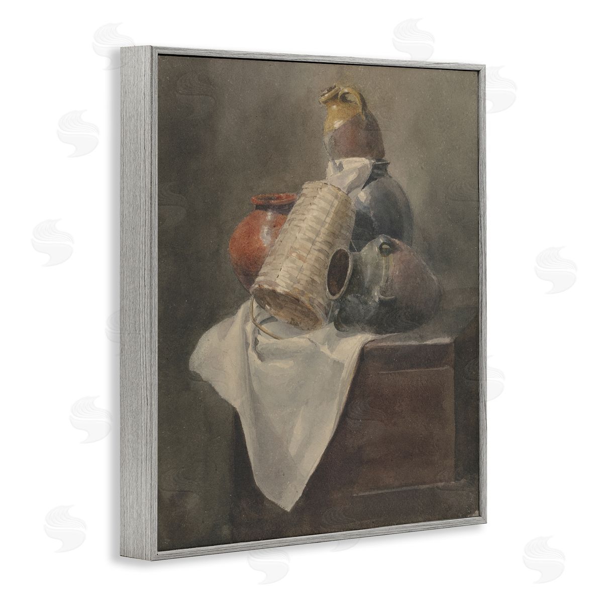 Muted Vases Still Life Grey Frame Print Wall Art, Home Decor by Peter Dewint