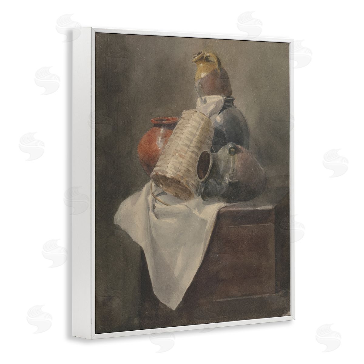 Muted Vases Still Life White Frame Print Wall Art, Home Decor by Peter Dewint