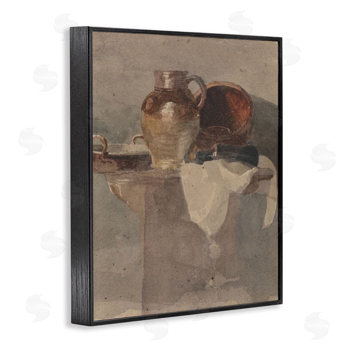 Grey Still Life Vase Black Frame Print Wall Art, Home Decor by Peter Dewint
