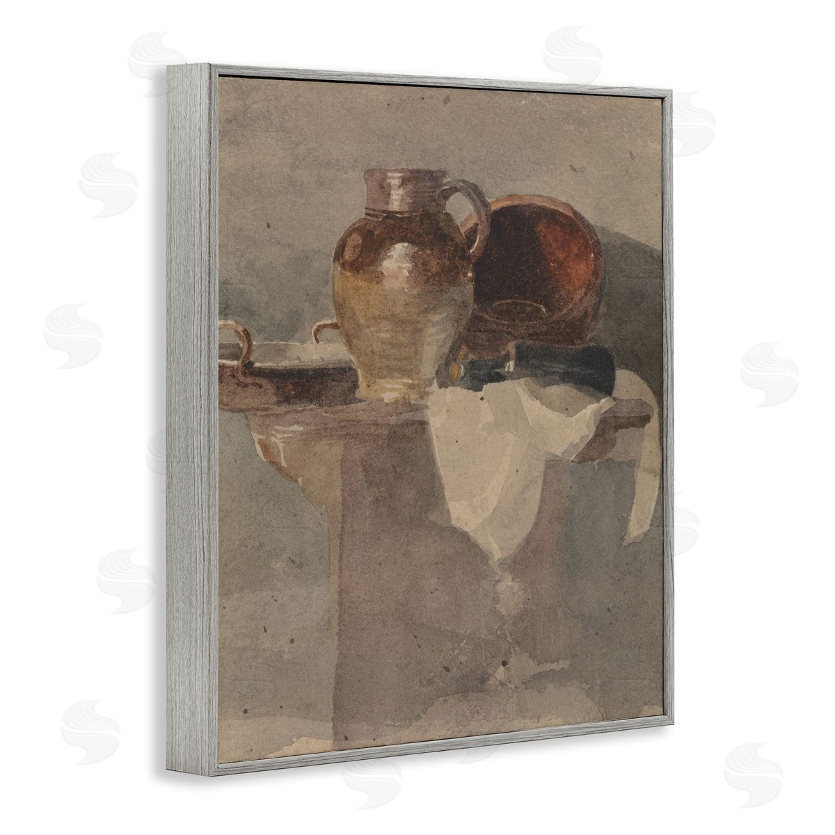 Grey Still Life Vase Grey Frame Print Wall Art, Home Decor by Peter Dewint