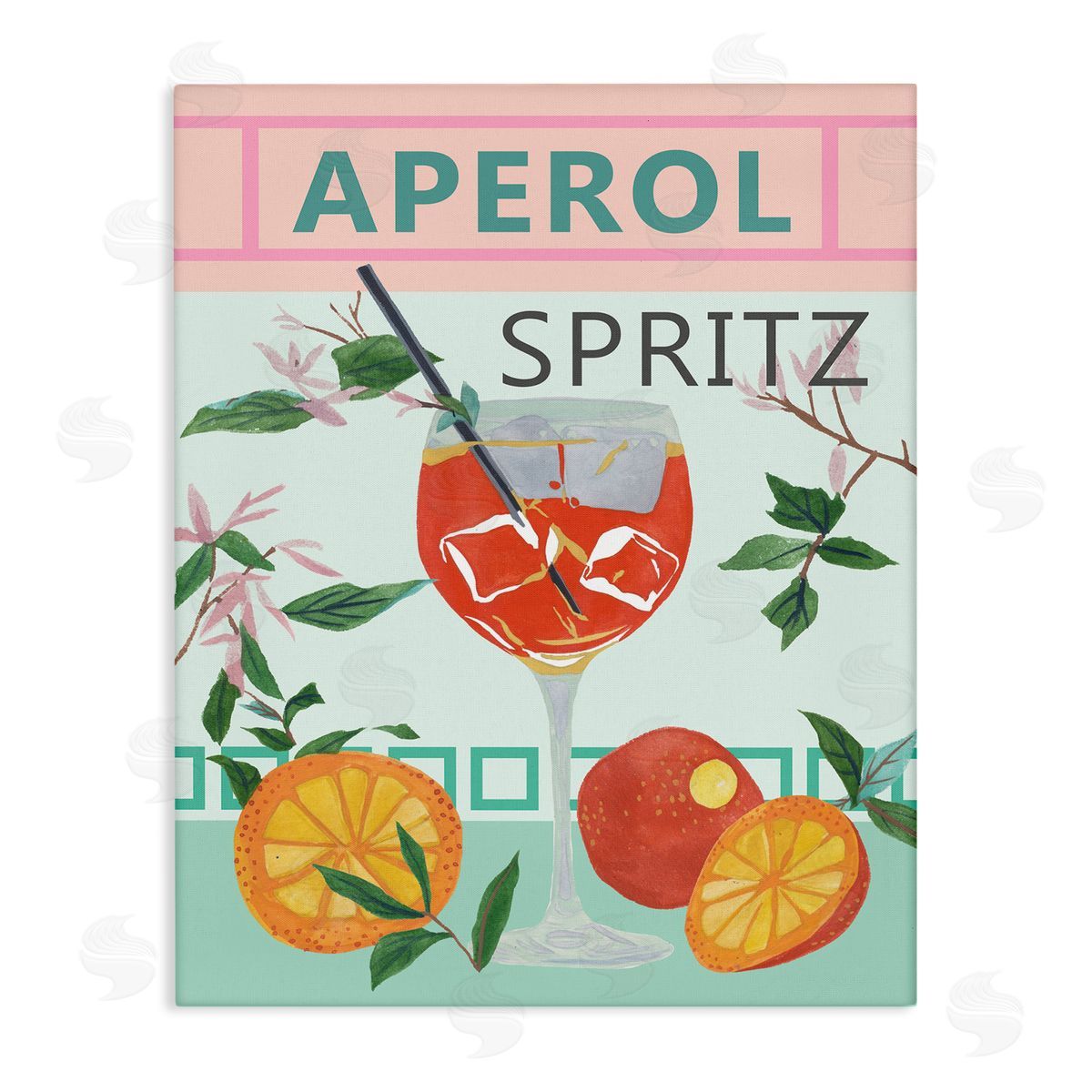 Aperol Tropical Cocktail Canvas Wall Art, Home Decor by Melissa Wang