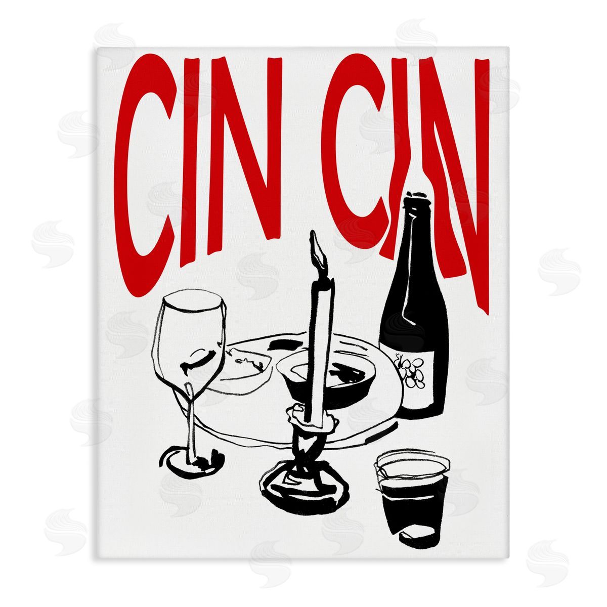 Cheers Cin Cin Wine Canvas Wall Art, Home Decor by Melissa Wang
