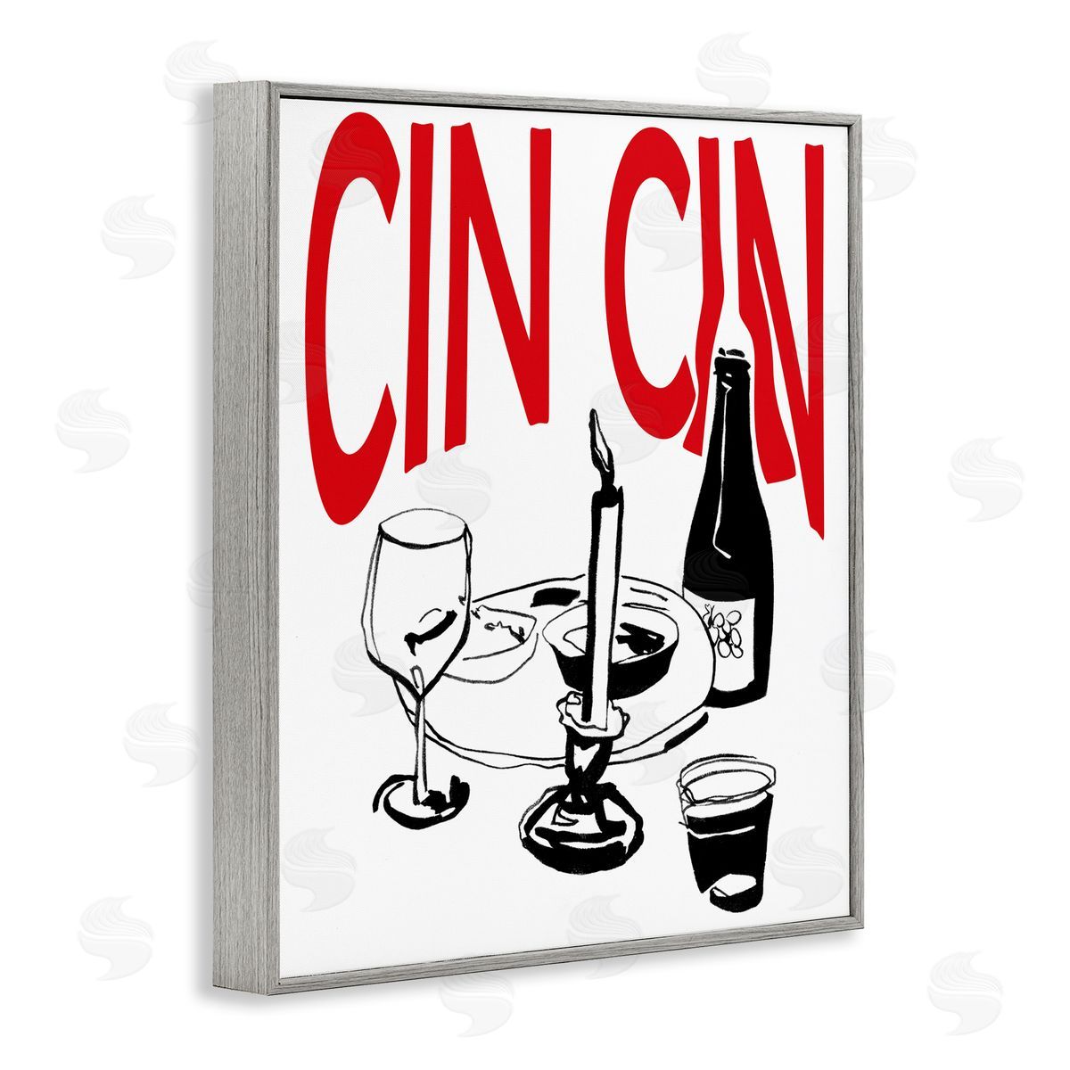 Cheers Cin Cin Wine Grey Frame Print Wall Art, Home Decor by Melissa Wang