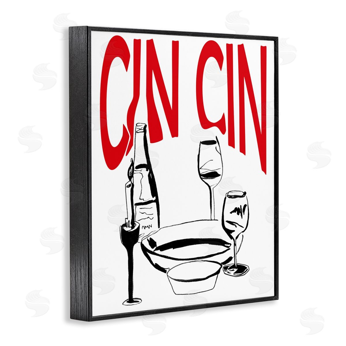 Cin Cin Wine Glasses Black Frame Print Wall Art, Home Decor by Melissa Wang