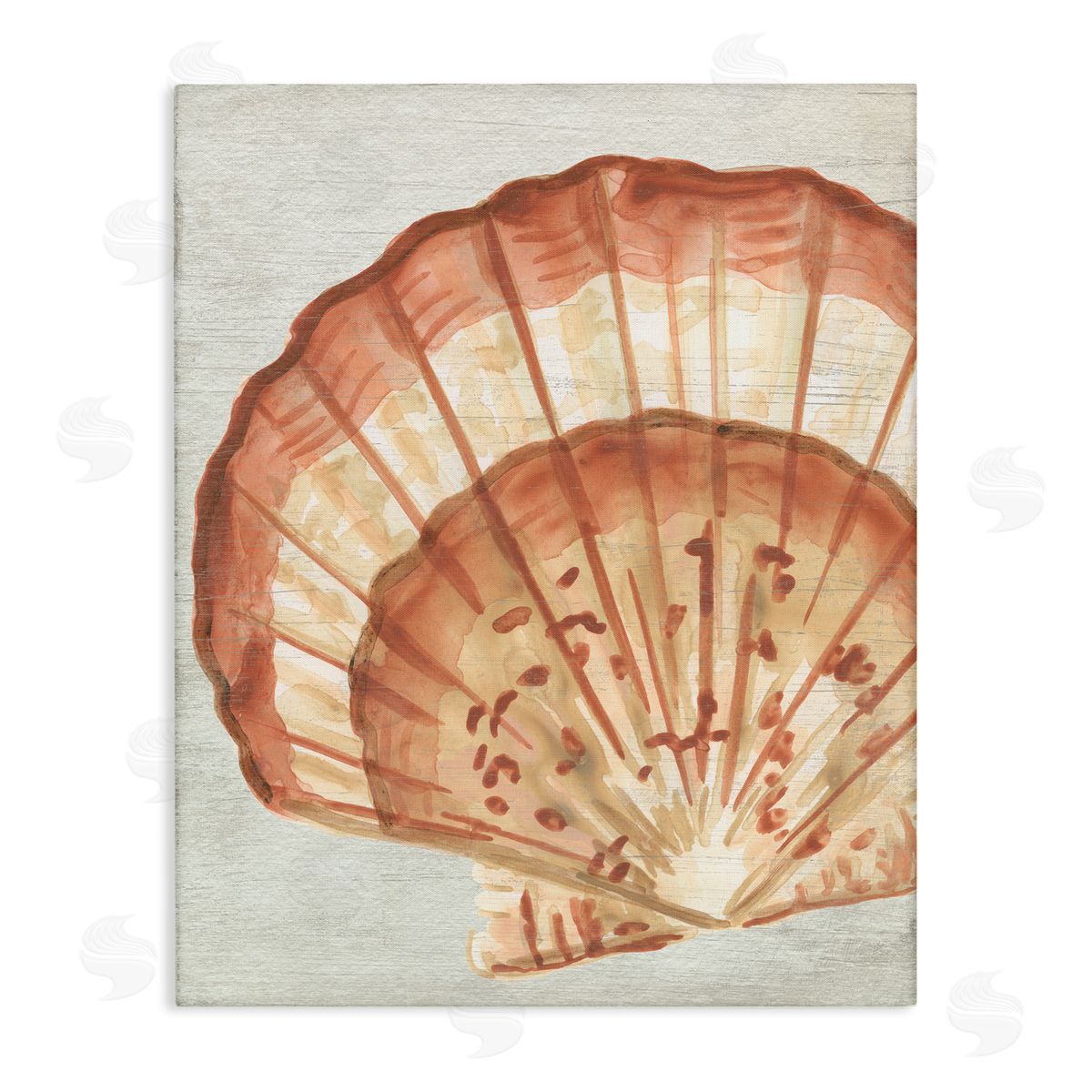 Clam Shell in Beige Canvas Wall Art, Home Decor by June Erica Vess
