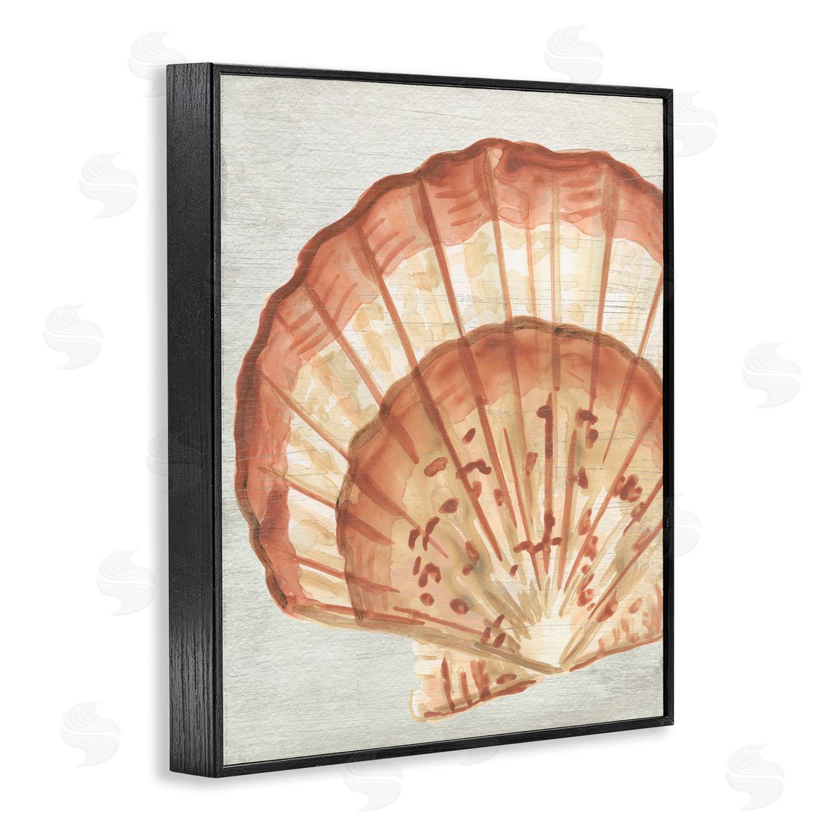 Clam Shell in Beige Black Frame Print Wall Art, Home Decor by June Erica Vess