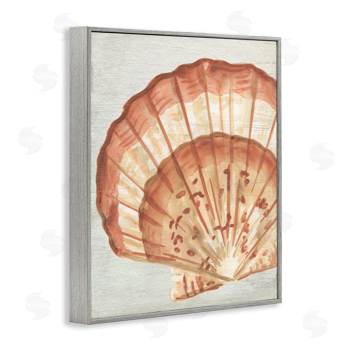 Clam Shell in Beige Grey Frame Print Wall Art, Home Decor by June Erica Vess