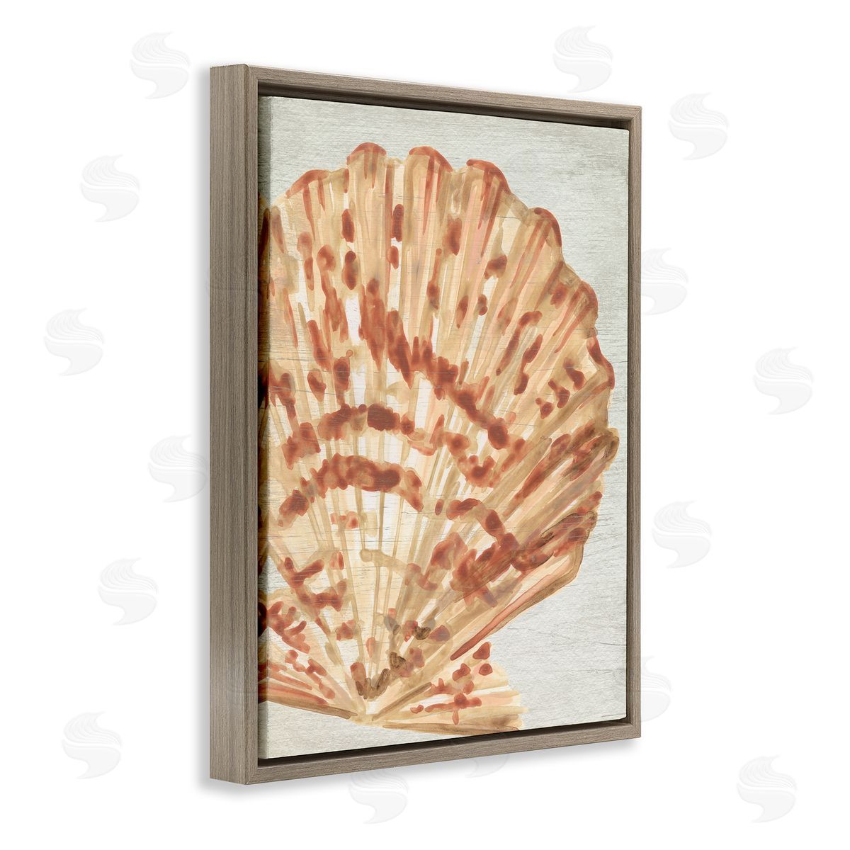 Tan & Beige Clam Brown Floating Frame Canvas Wall Art, Home Decor by June Erica Vess