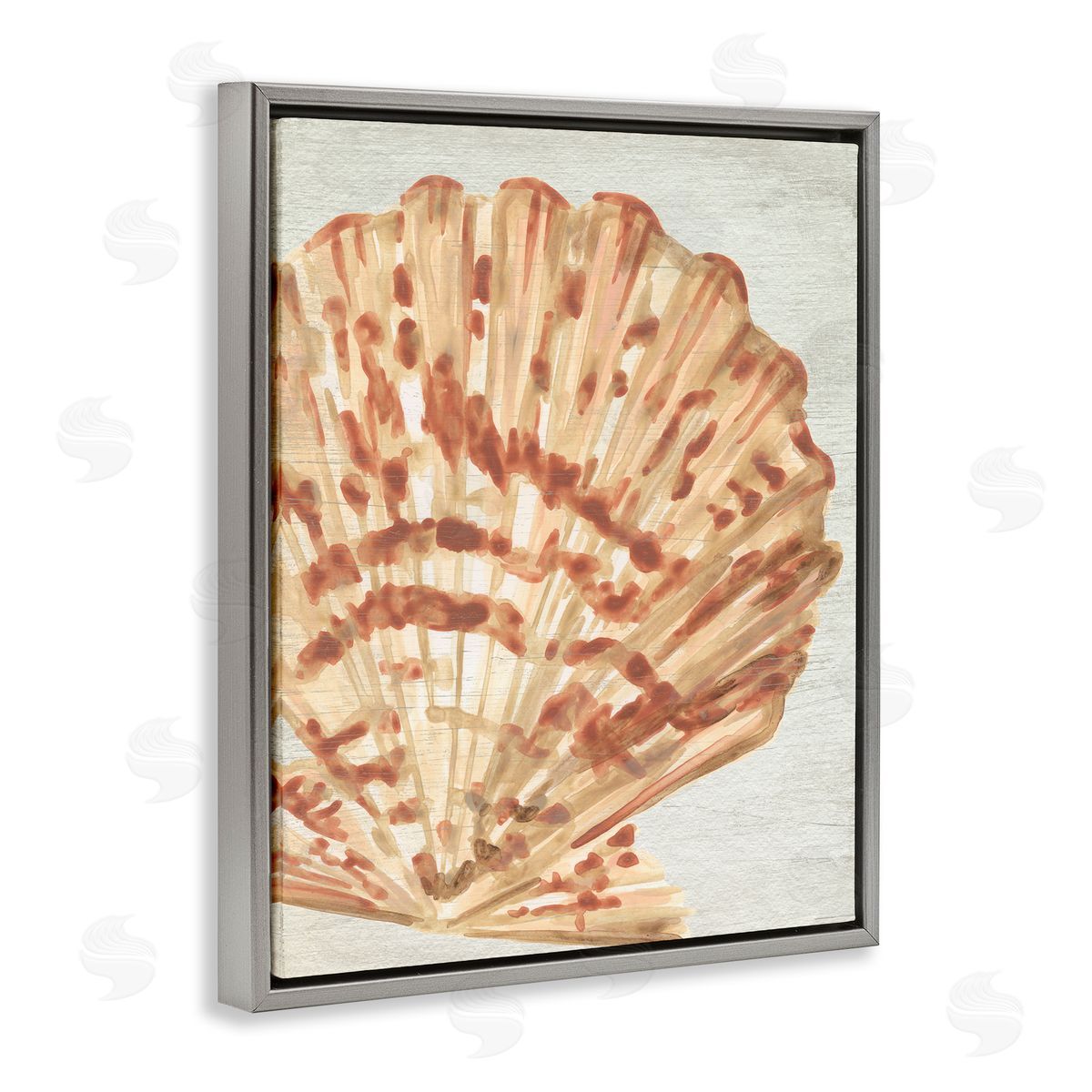 Tan & Beige Clam Grey Floating Frame Canvas Wall Art, Home Decor by June Erica Vess