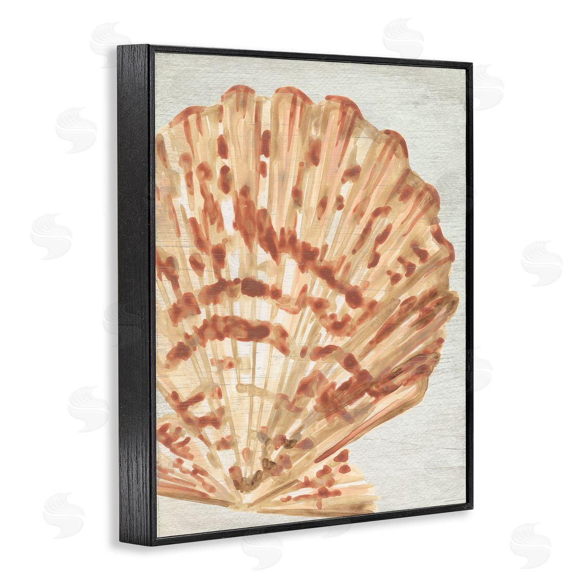 Tan & Beige Clam Black Frame Print Wall Art, Home Decor by June Erica Vess