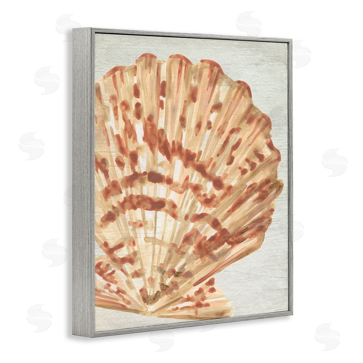 Tan & Beige Clam Grey Frame Print Wall Art, Home Decor by June Erica Vess