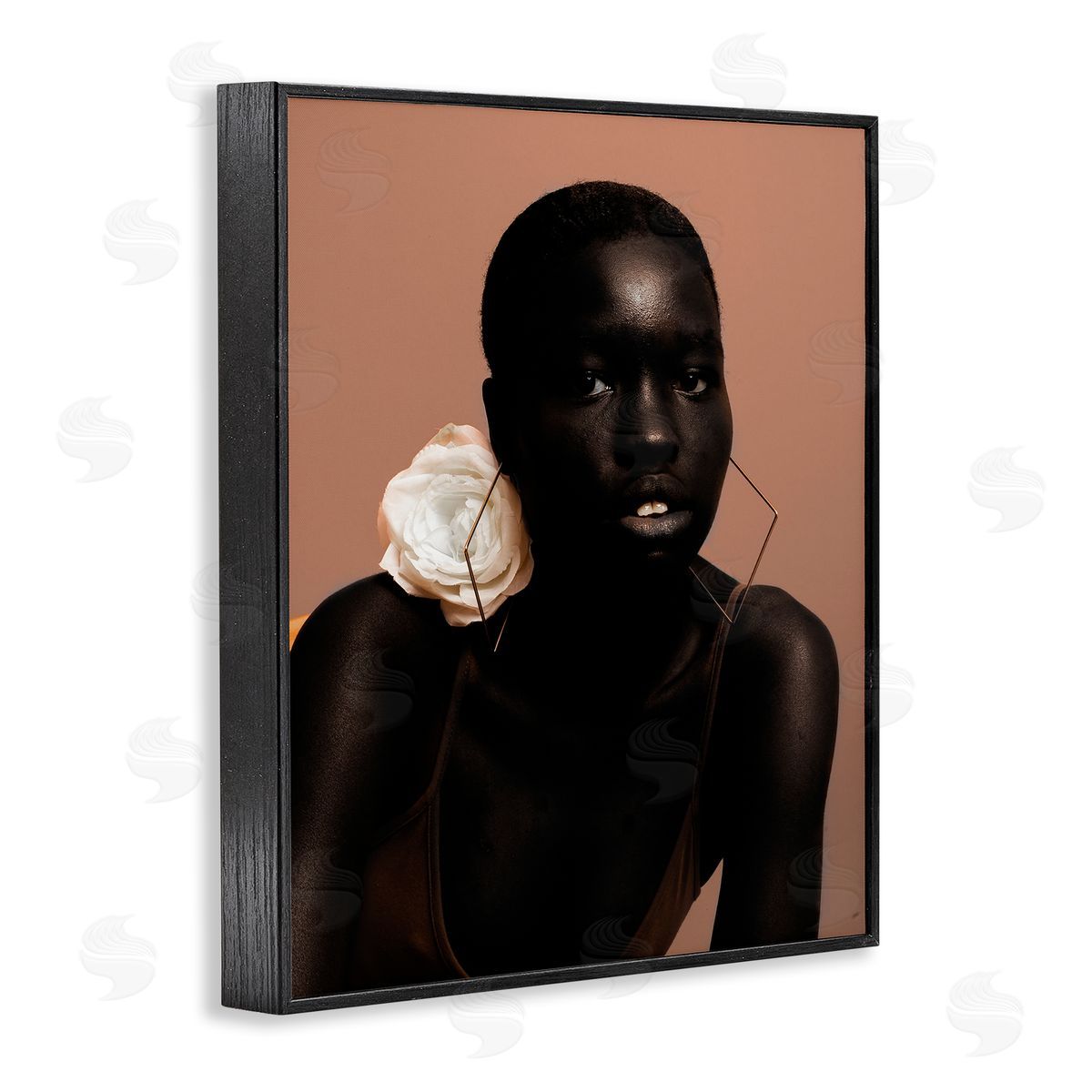 Beautiful Woman & Rose Black Frame Print Wall Art, Home Decor by Oladimeji Odunsi