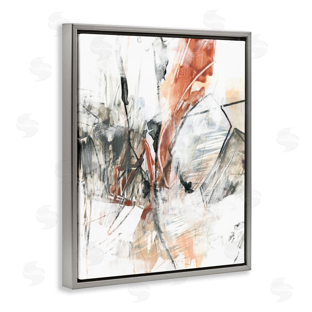 Chaotic Terracotta & Grey Grey Floating Frame Canvas Wall Art, Home Decor by June Erica Vess