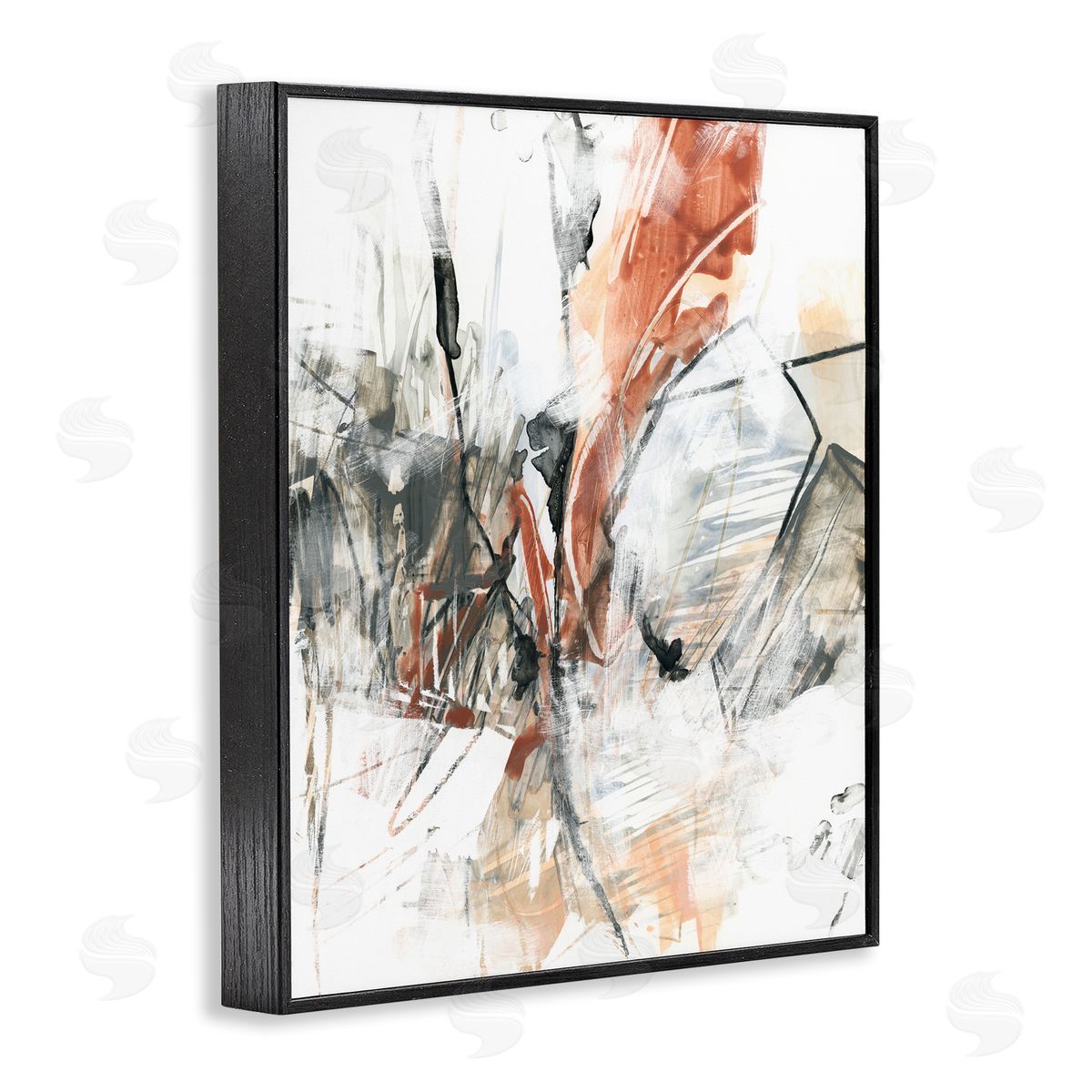 Chaotic Terracotta & Grey Black Frame Print Wall Art, Home Decor by June Erica Vess