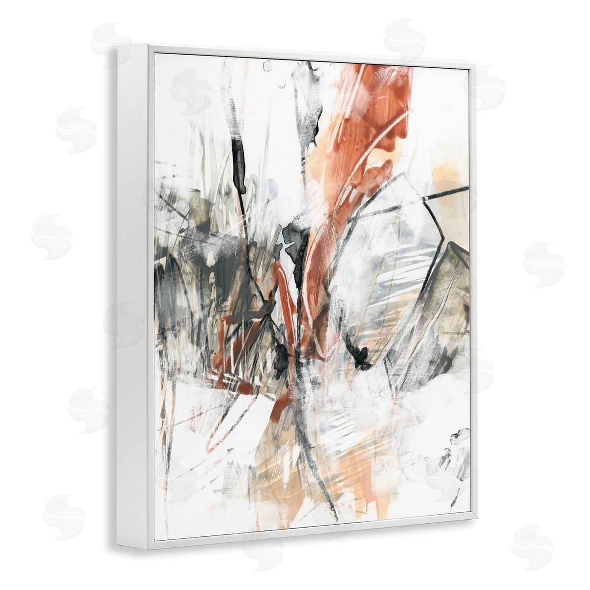 Chaotic Terracotta & Grey White Frame Print Wall Art, Home Decor by June Erica Vess