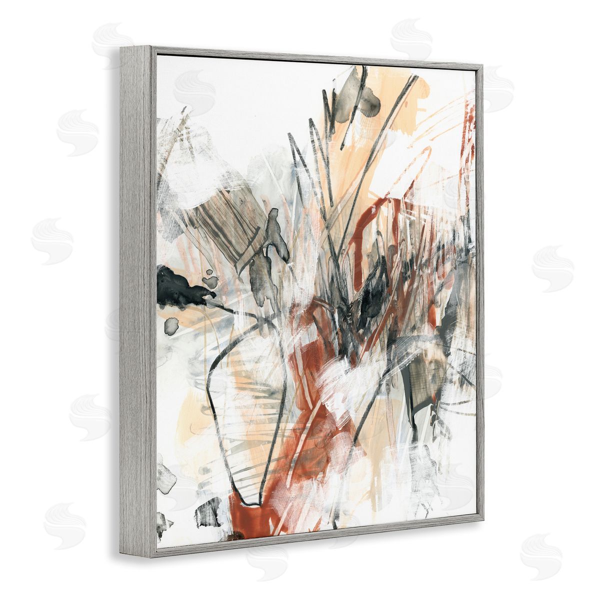 Terracotta & Grey Abstract Grey Frame Print Wall Art, Home Decor by June Erica Vess