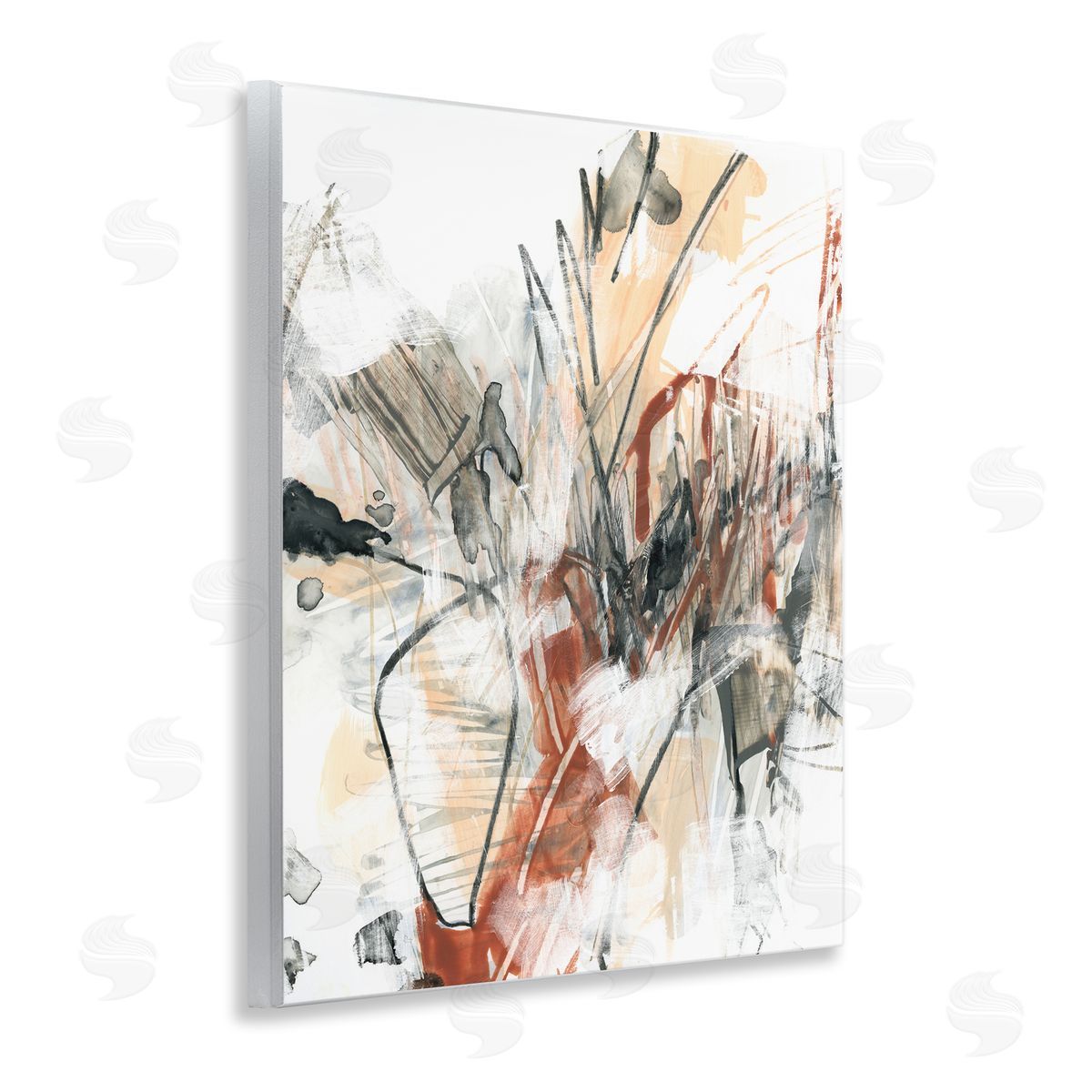 Terracotta & Grey Abstract Wood Plaque Wall Art, Home Decor by June Erica Vess