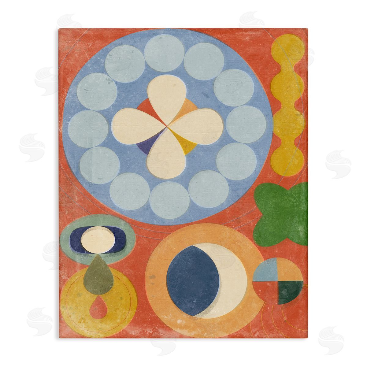 Retro Symbolic Shapes Canvas Wall Art, Home Decor by Victoria Barnes