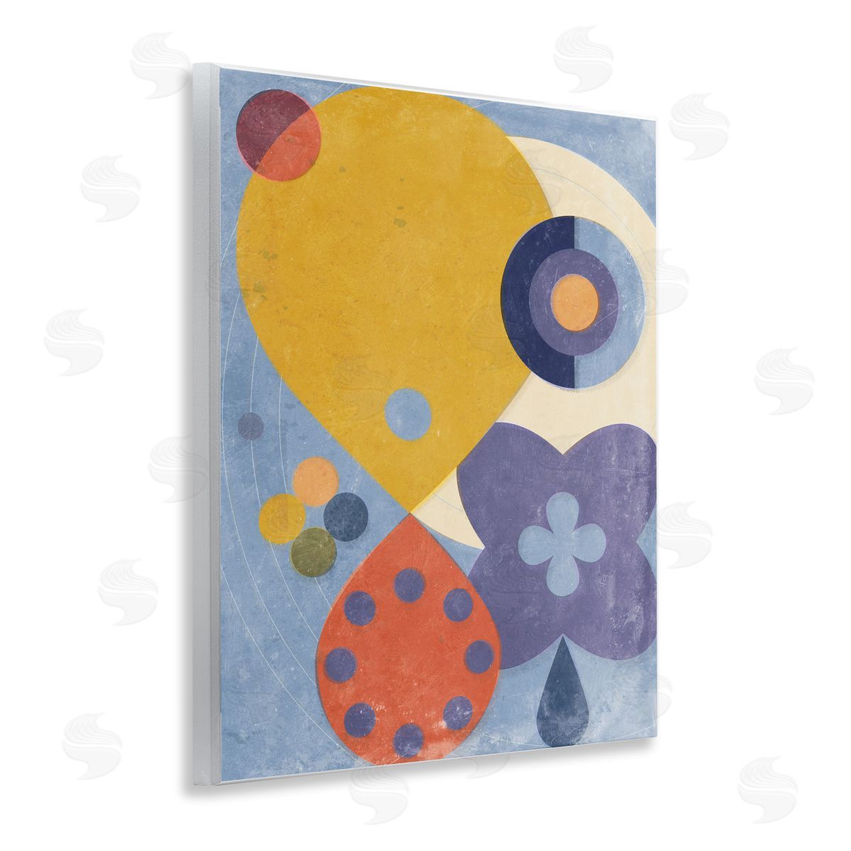 Blue & Yellow Retro Wood Plaque Wall Art, Home Decor by Victoria Barnes