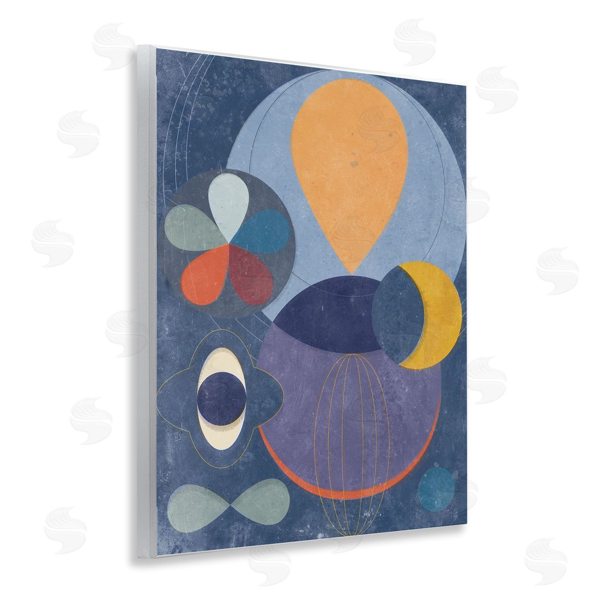 Blue Retro Collage Wood Plaque Wall Art, Home Decor by Victoria Barnes