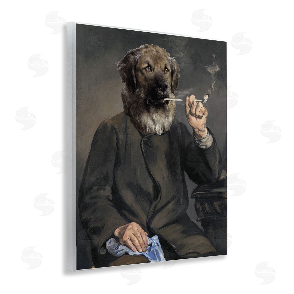 Smoking Historical Dog Wood Plaque Wall Art, Home Decor by Alicia Longley