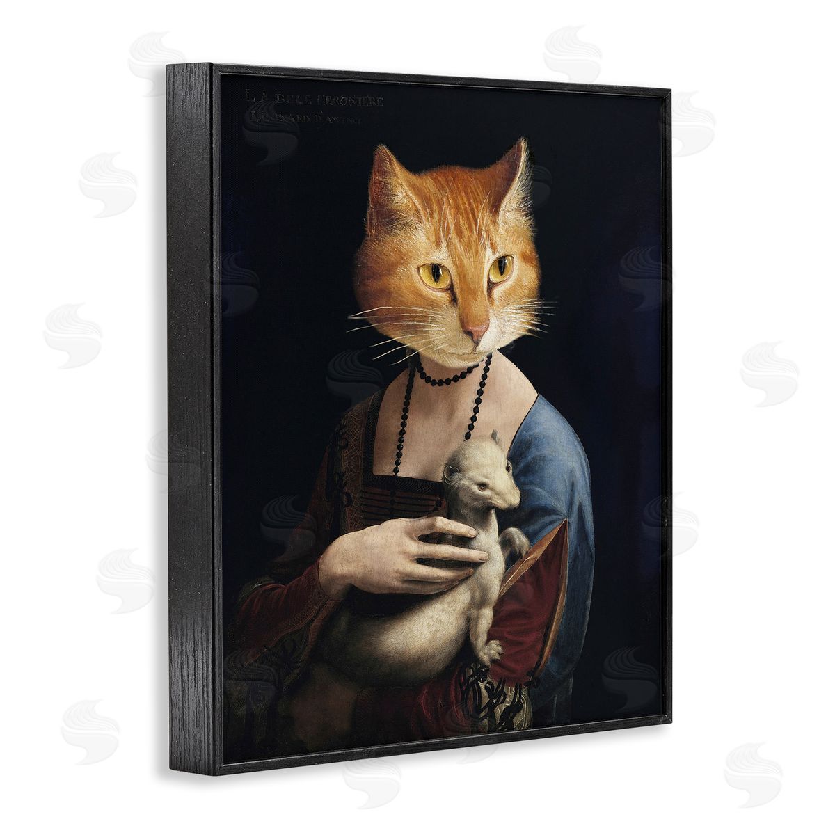 Historical Portrait Cat Black Frame Print Wall Art, Home Decor by Alicia Longley