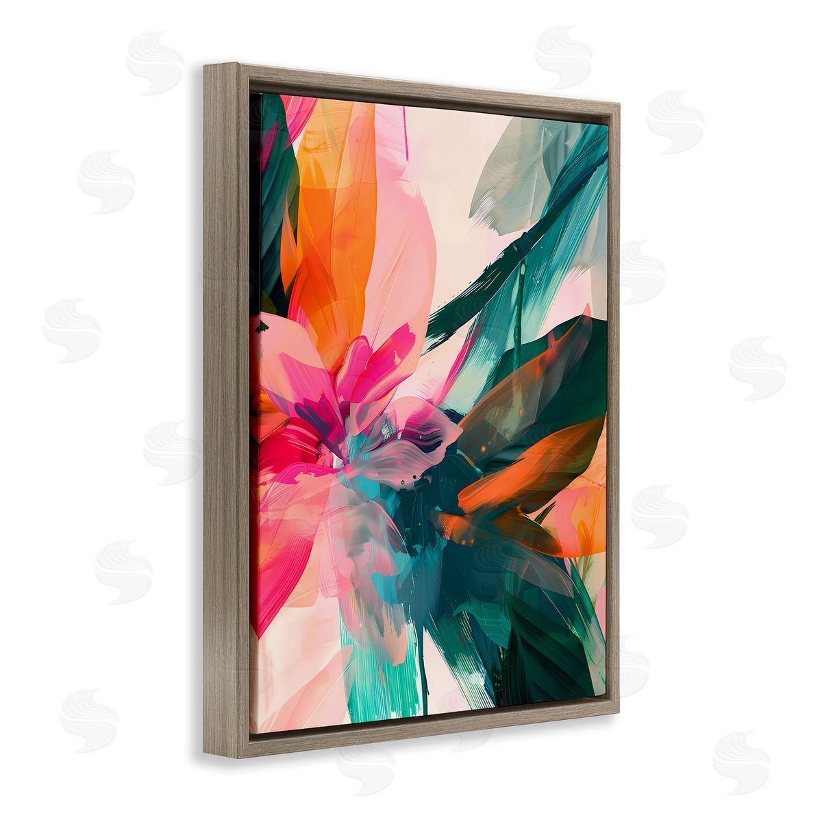 Streaked Opaque Abstract Brown Floating Frame Canvas Wall Art, Home Decor by Walker Noble