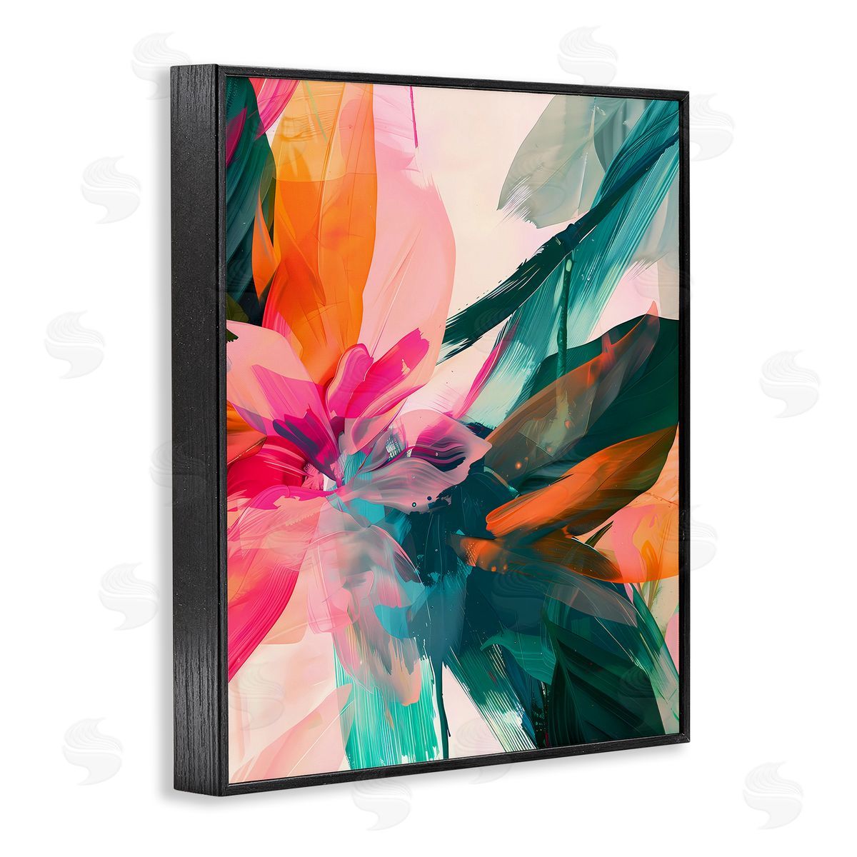 Streaked Opaque Abstract Black Frame Print Wall Art, Home Decor by Walker Noble