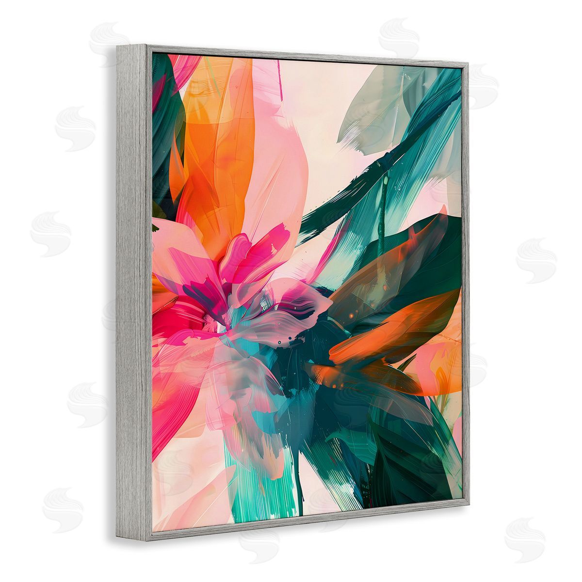 Streaked Opaque Abstract Grey Frame Print Wall Art, Home Decor by Walker Noble