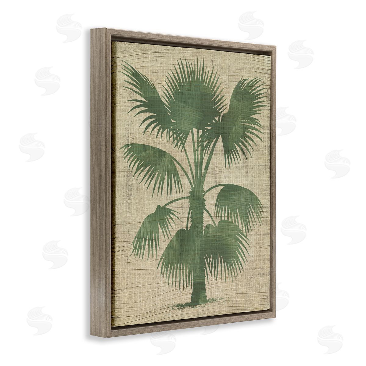 Vintage Distressed Palm Brown Floating Frame Canvas Wall Art, Home Decor by June Erica Vess