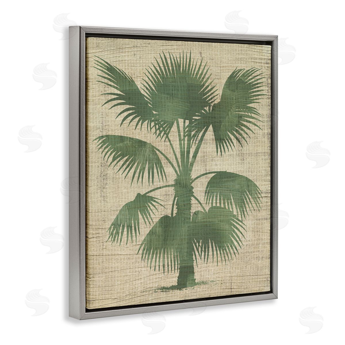 Vintage Distressed Palm Grey Floating Frame Canvas Wall Art, Home Decor by June Erica Vess