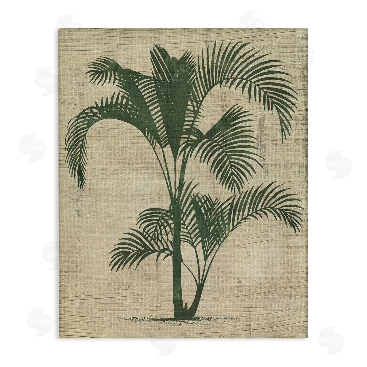 Palm on Woven Pattern Canvas Wall Art, Home Decor by June Erica Vess