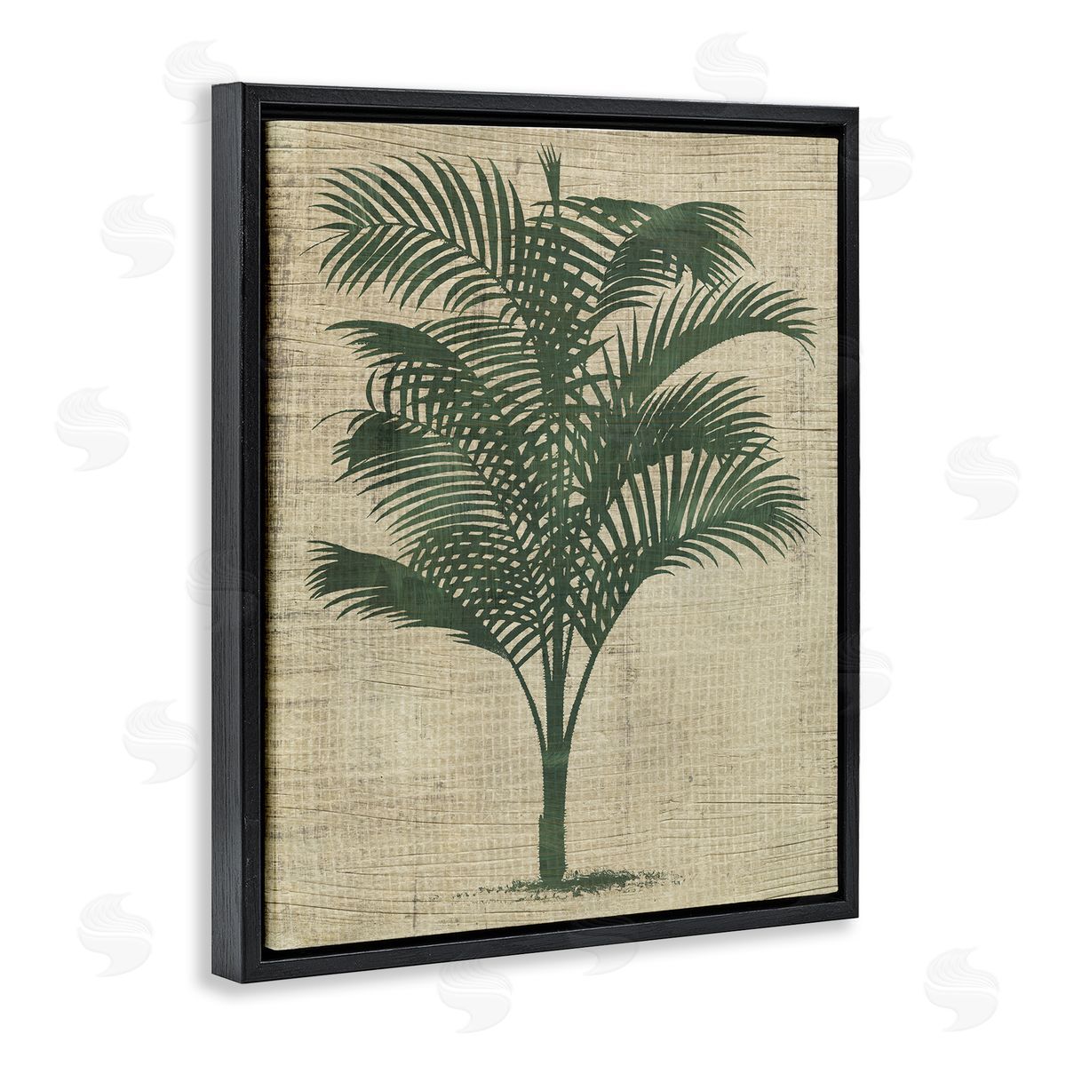 Vintage Palm Plant Black Floating Frame Canvas Wall Art, Home Decor by June Erica Vess