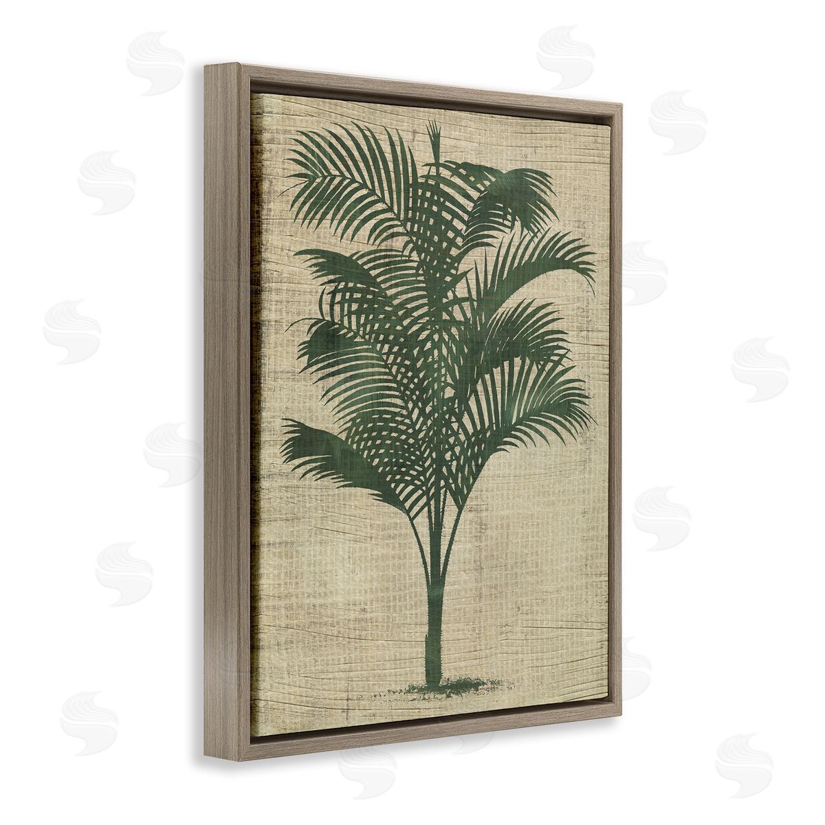 Vintage Palm Plant Brown Floating Frame Canvas Wall Art, Home Decor by June Erica Vess