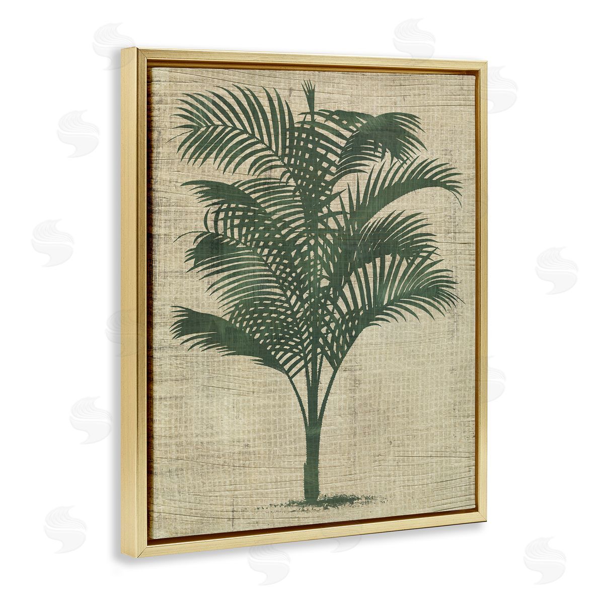 Vintage Palm Plant Gold Floating Frame Canvas Wall Art, Home Decor by June Erica Vess