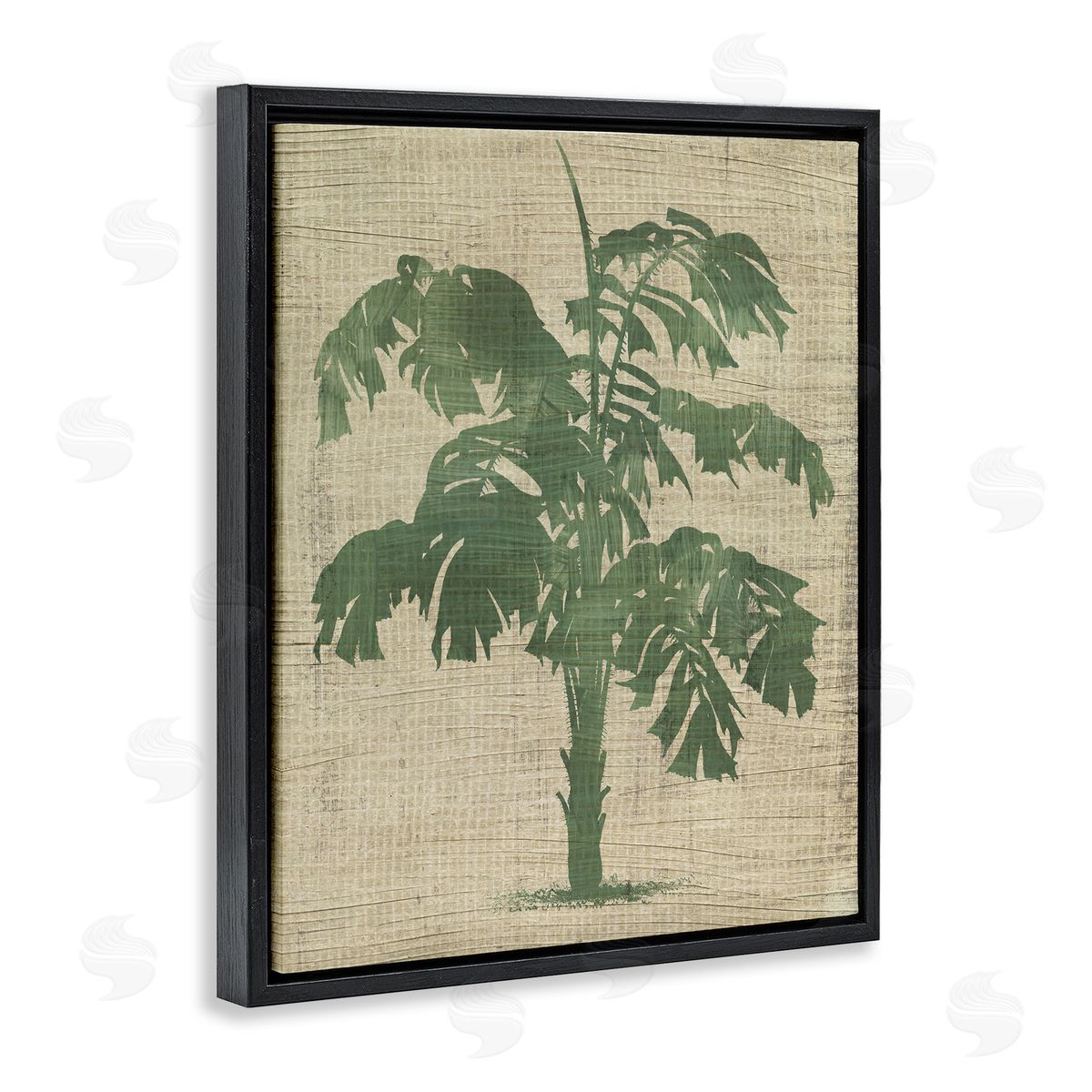 Vintage Plant Silhouette Black Floating Frame Canvas Wall Art, Home Decor by June Erica Vess